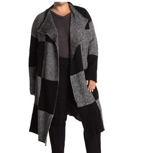 Joseph A Women Buffalo Plaid Cardigan Sweater Coat